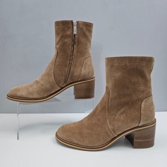 Aquatalia Bellamy Ankle Boot Womens 9.5 Brown Suede Water Resistant Designer - Picture 2 of 15